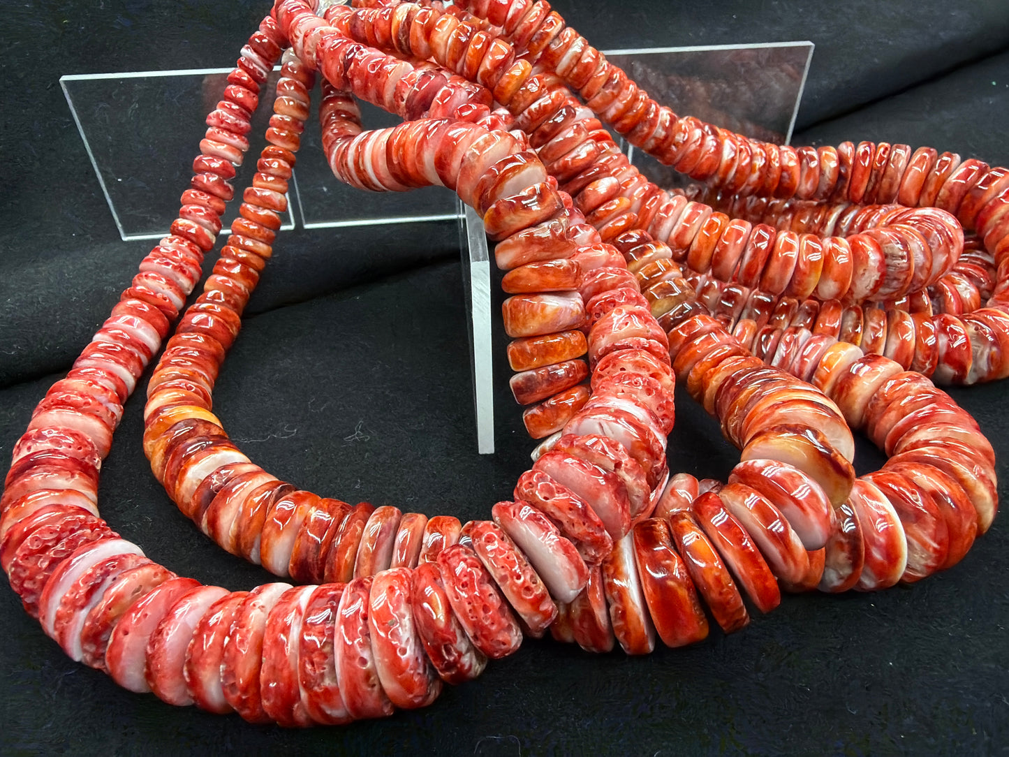 Spiny Oyster Heishi Beads Graduated 8-18mm