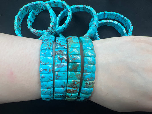 Natural Turquoise Rectangle Bracelet 7x10mm