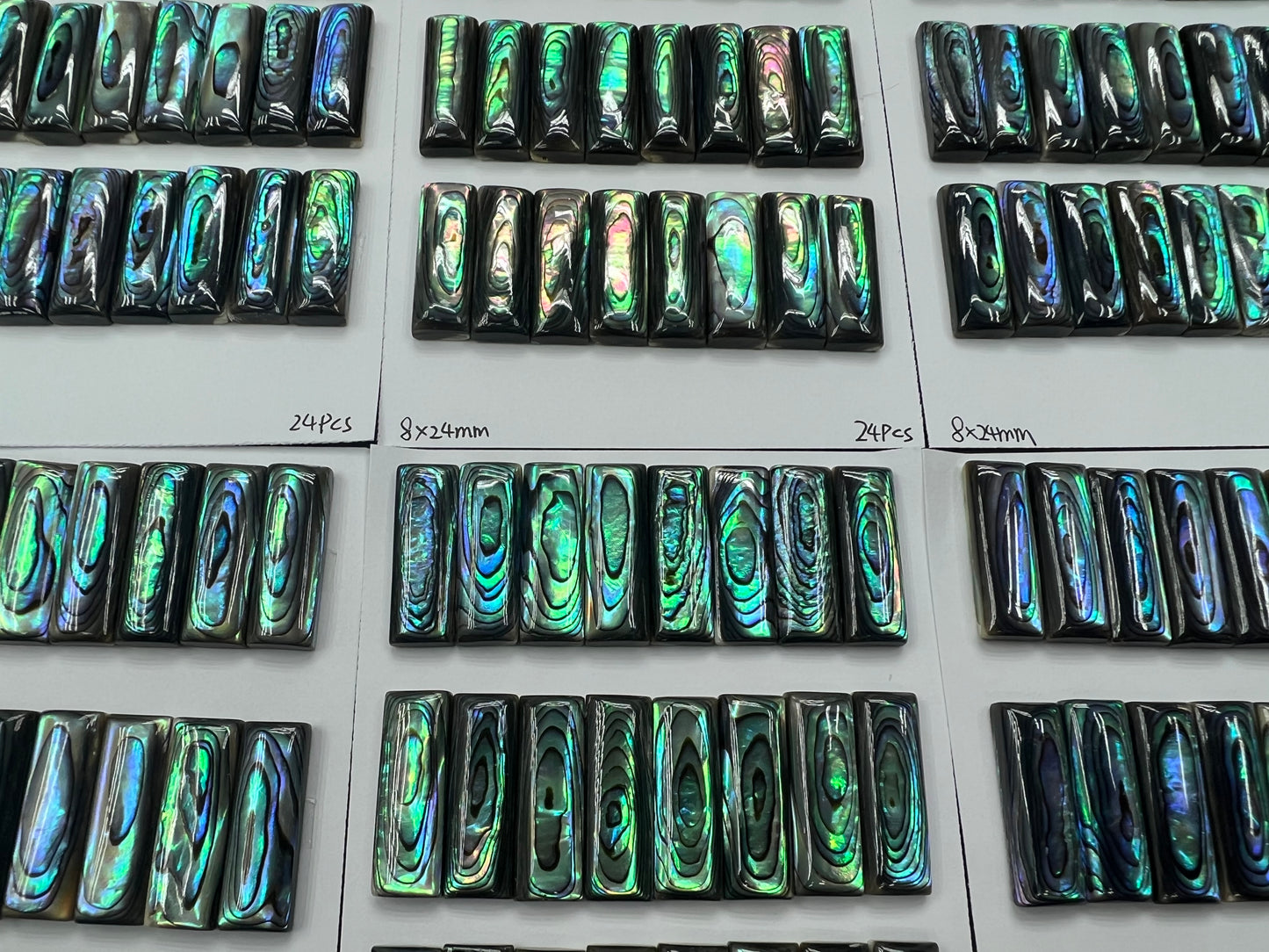 Natural Abalone Shell Rectangle Cab 8x24mm