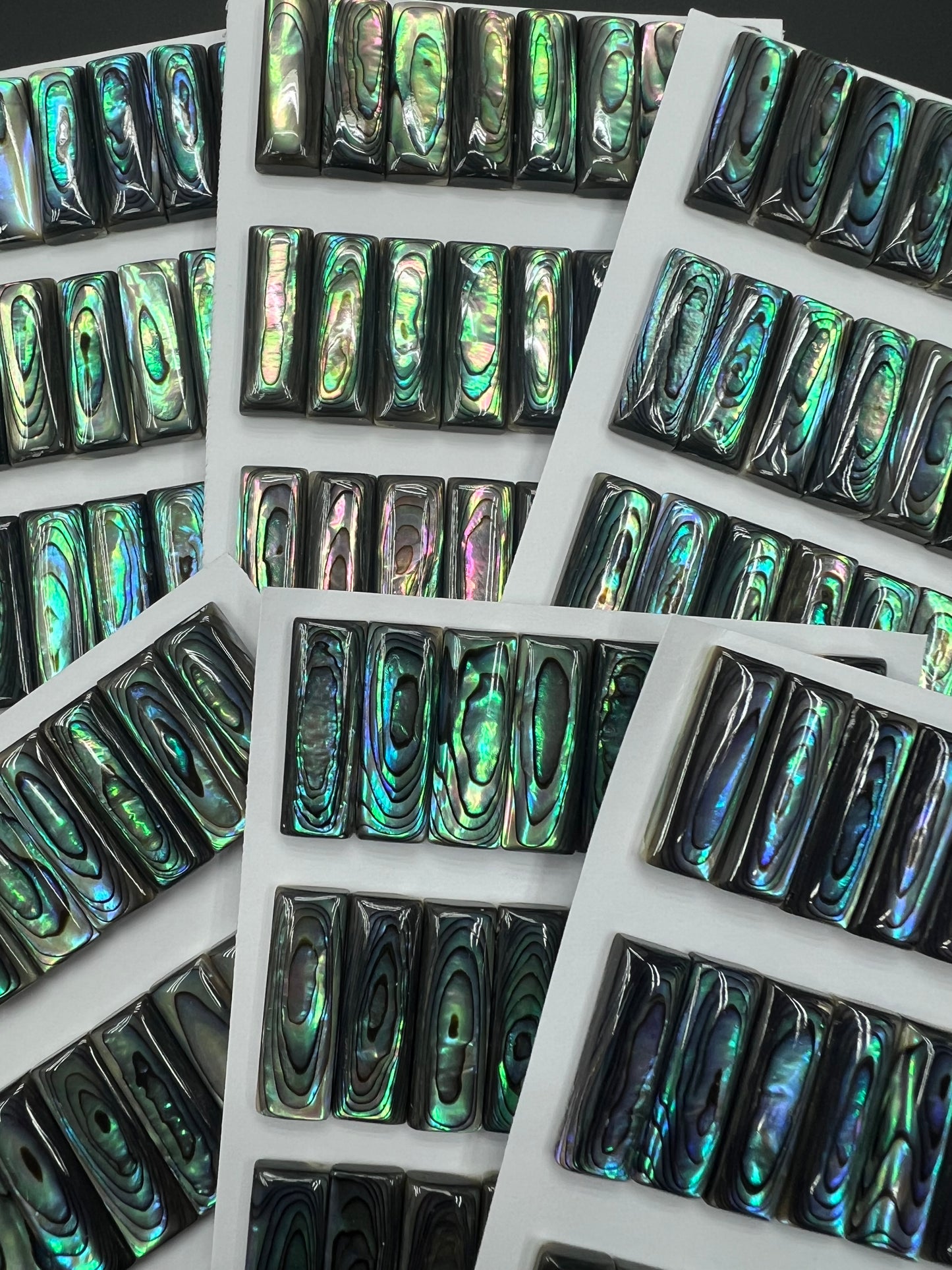 Natural Abalone Shell Rectangle Cab 8x24mm