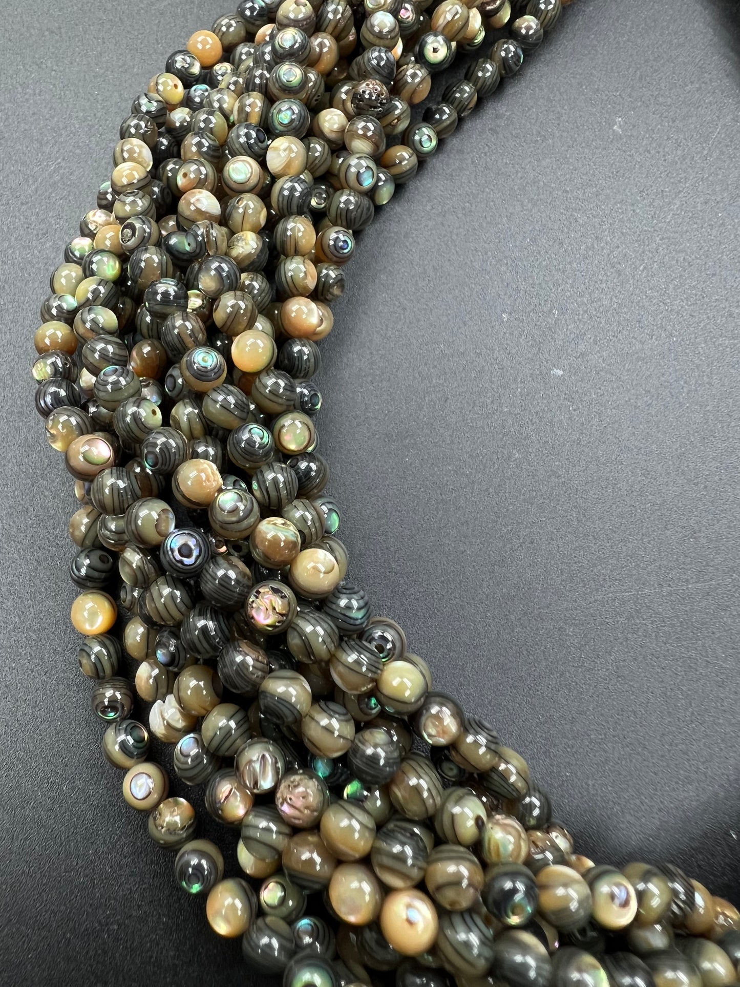 Abalone Shell Round Beads Strand 4mm