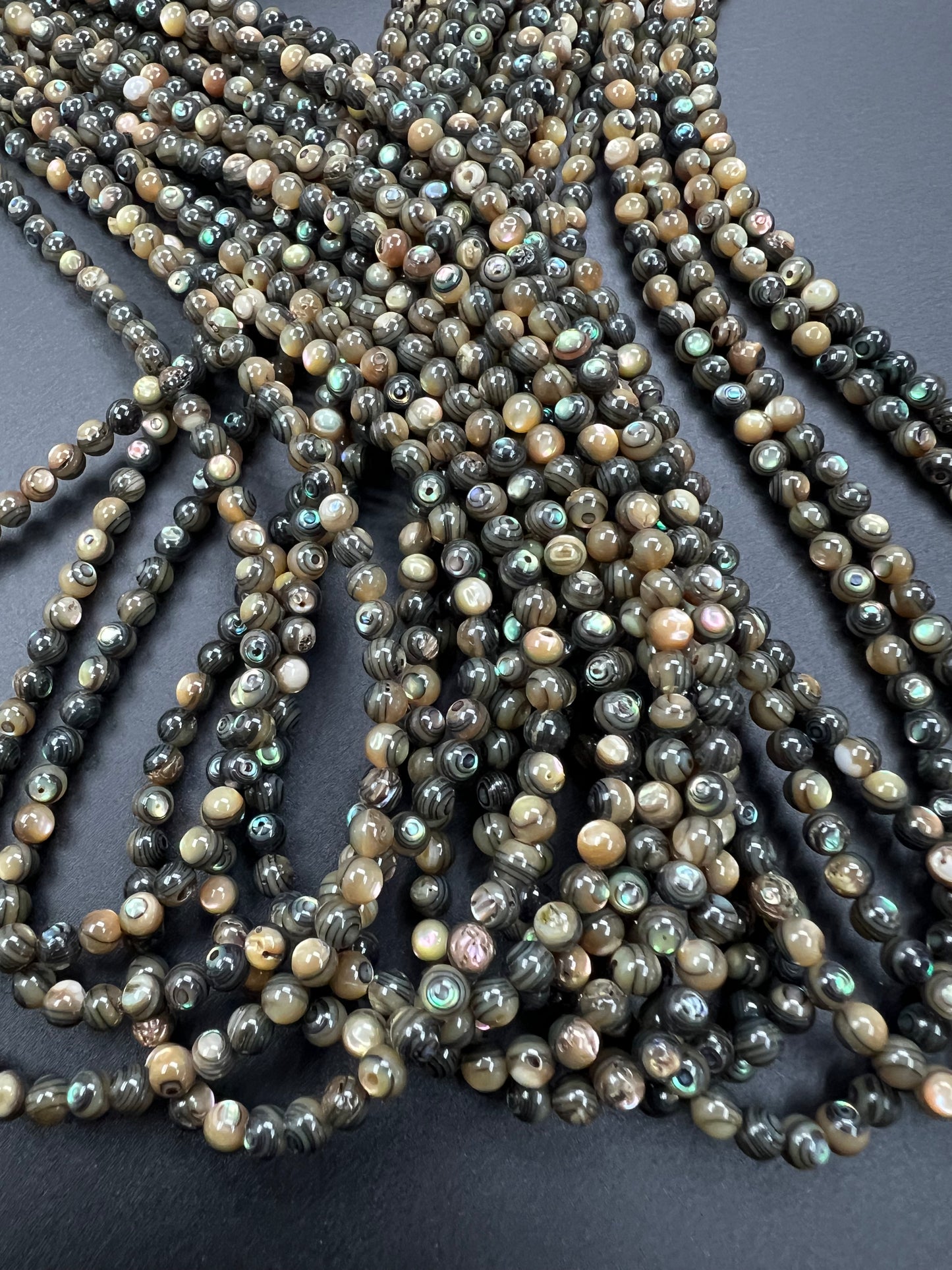 Abalone Shell Round Beads Strand 4mm