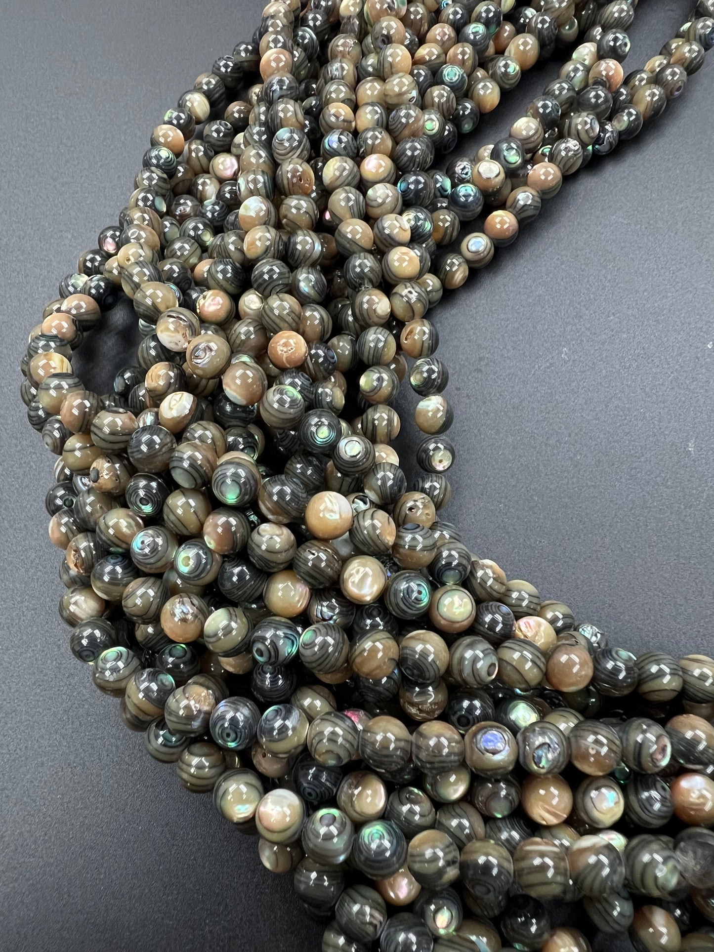 Abalone Shell Round Beads Strand 6mm