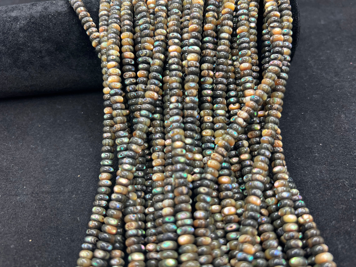 Abalone Shell Roundelle Beads Strand 6mm