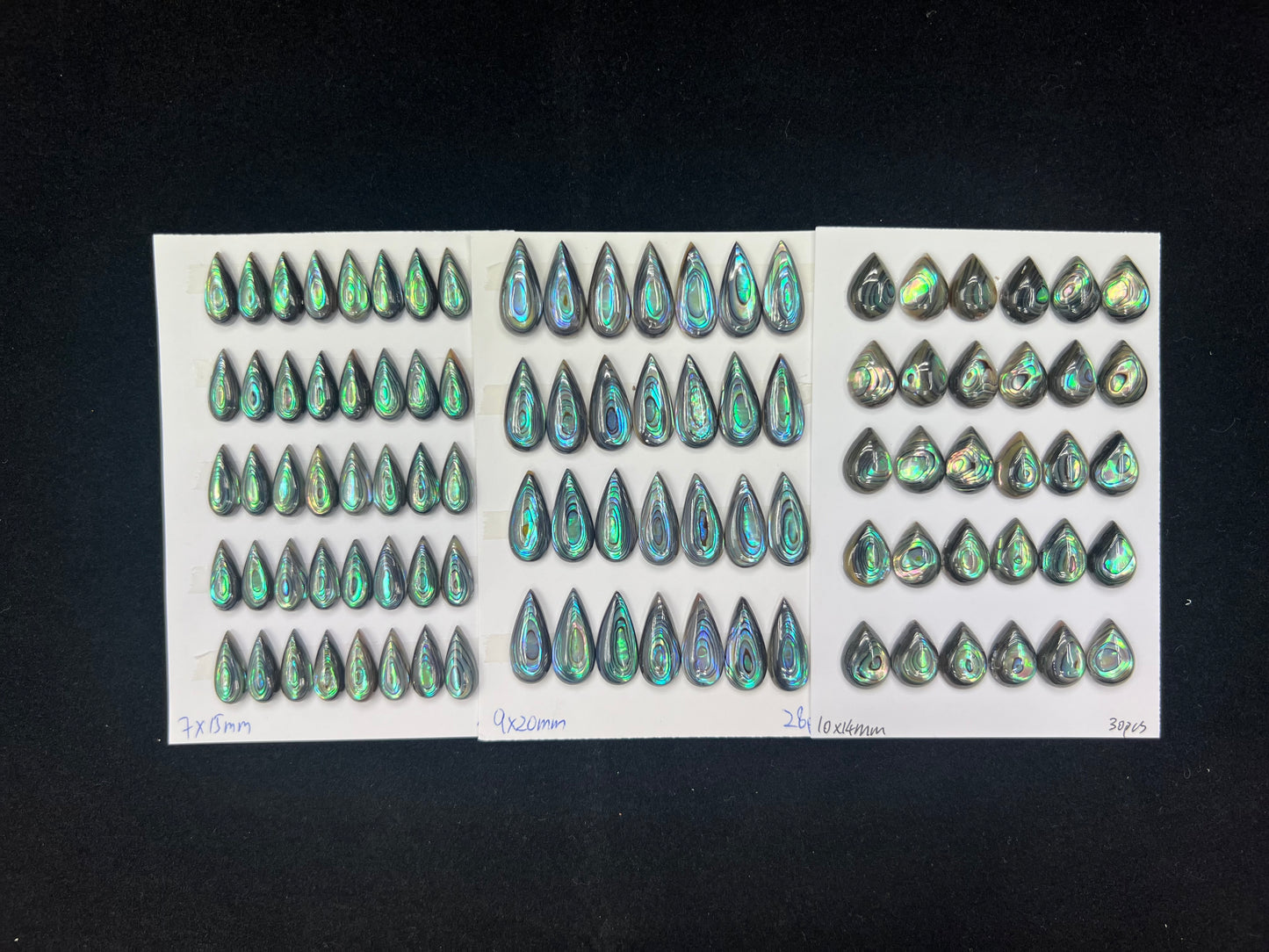 Natural Abalone Shell Teardrop Cab 7x15mm - 10x14mm