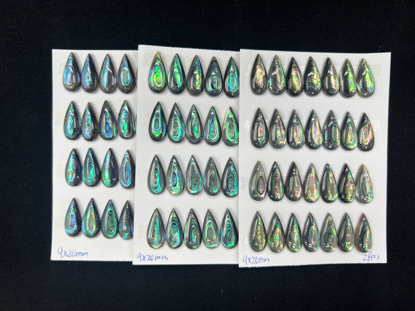 Natural Abalone Shell Teardrop Cab 7x15mm - 10x14mm