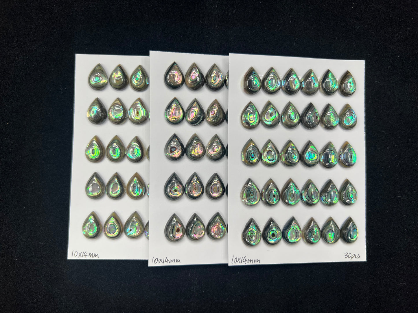 Natural Abalone Shell Teardrop Cab 7x15mm - 10x14mm