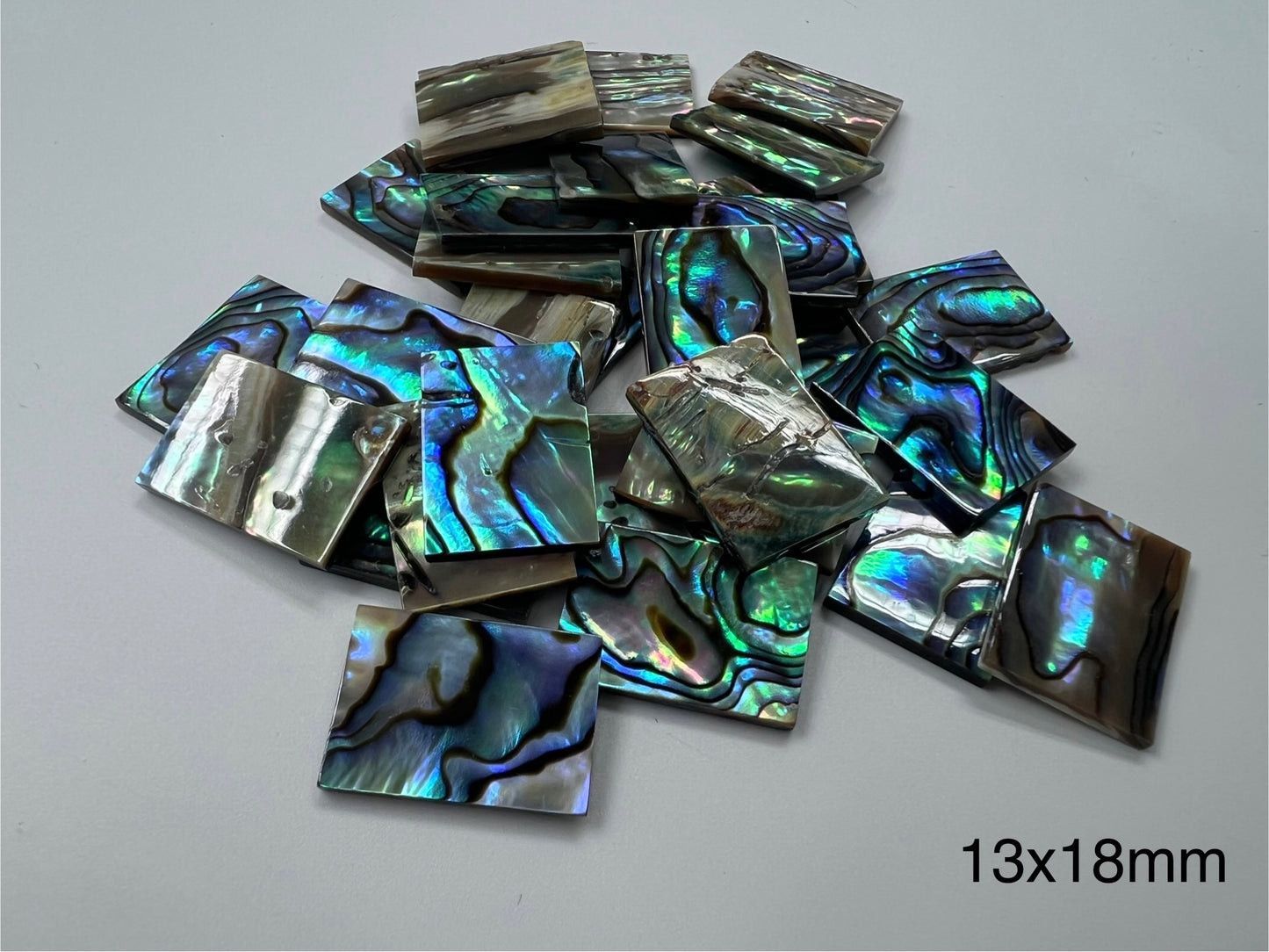 Natural Abalone Shell Rectangle Loose Pieces 13x18mm - 25x30mm (One Face)