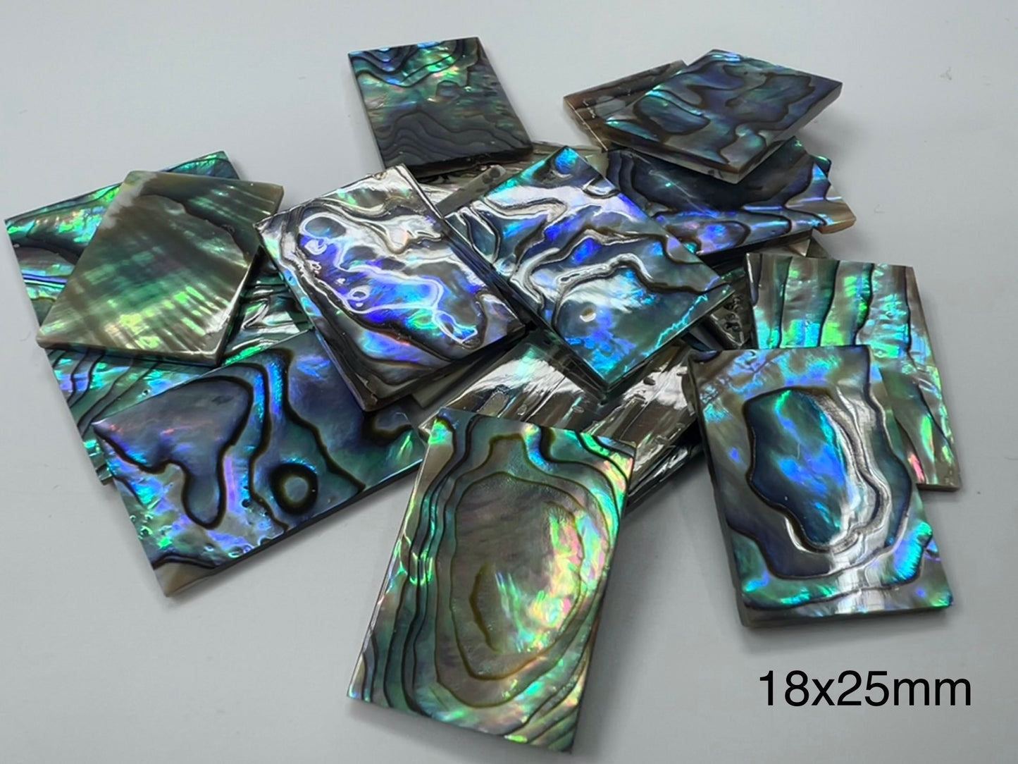 Natural Abalone Shell Rectangle Loose Pieces 13x18mm - 25x30mm (One Face)