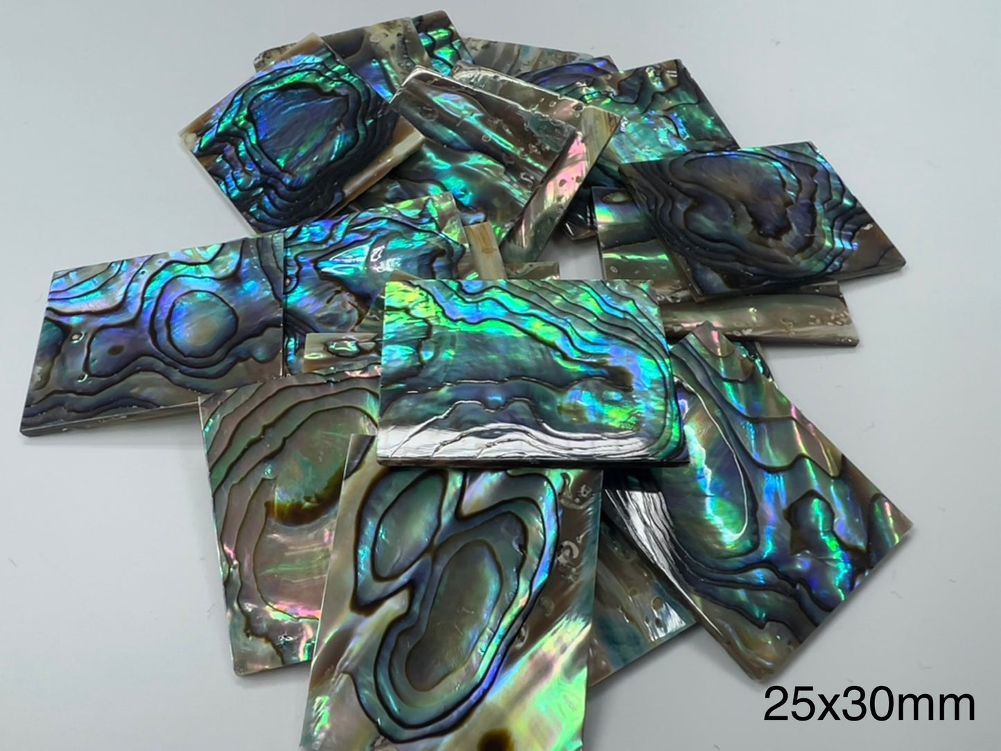 Natural Abalone Shell Rectangle Loose Pieces 13x18mm - 25x30mm (One Face)