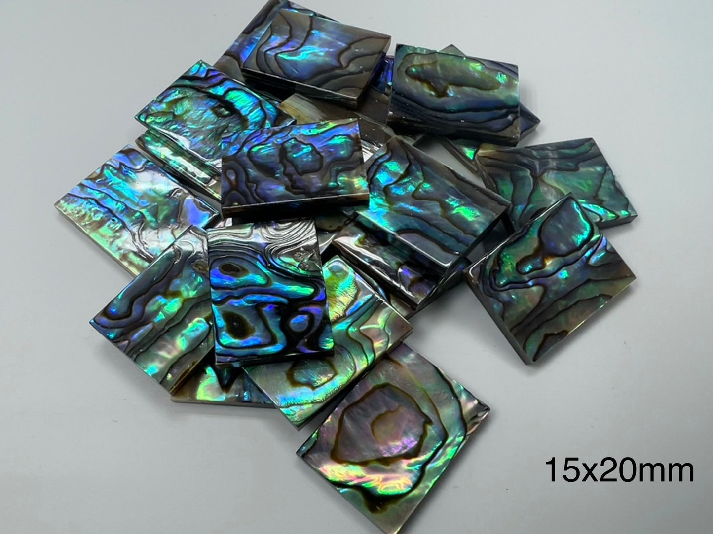 Natural Abalone Shell Rectangle Loose Pieces 15x20mm - 25x30mm (Two Faces)
