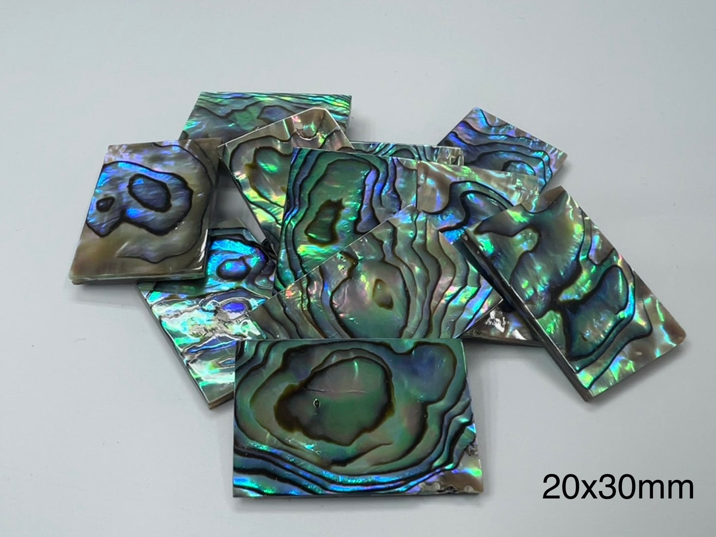 Natural Abalone Shell Rectangle Loose Pieces 15x20mm - 25x30mm (Two Faces)