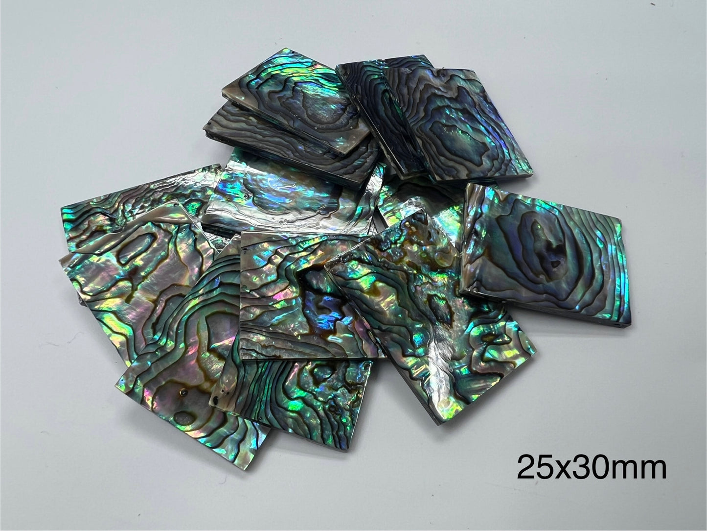 Natural Abalone Shell Rectangle Loose Pieces 15x20mm - 25x30mm (Two Faces)
