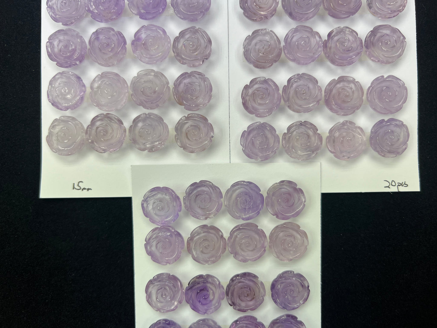 Amethyst Rose Loose Piece 15mm (Back Half Drilled)
