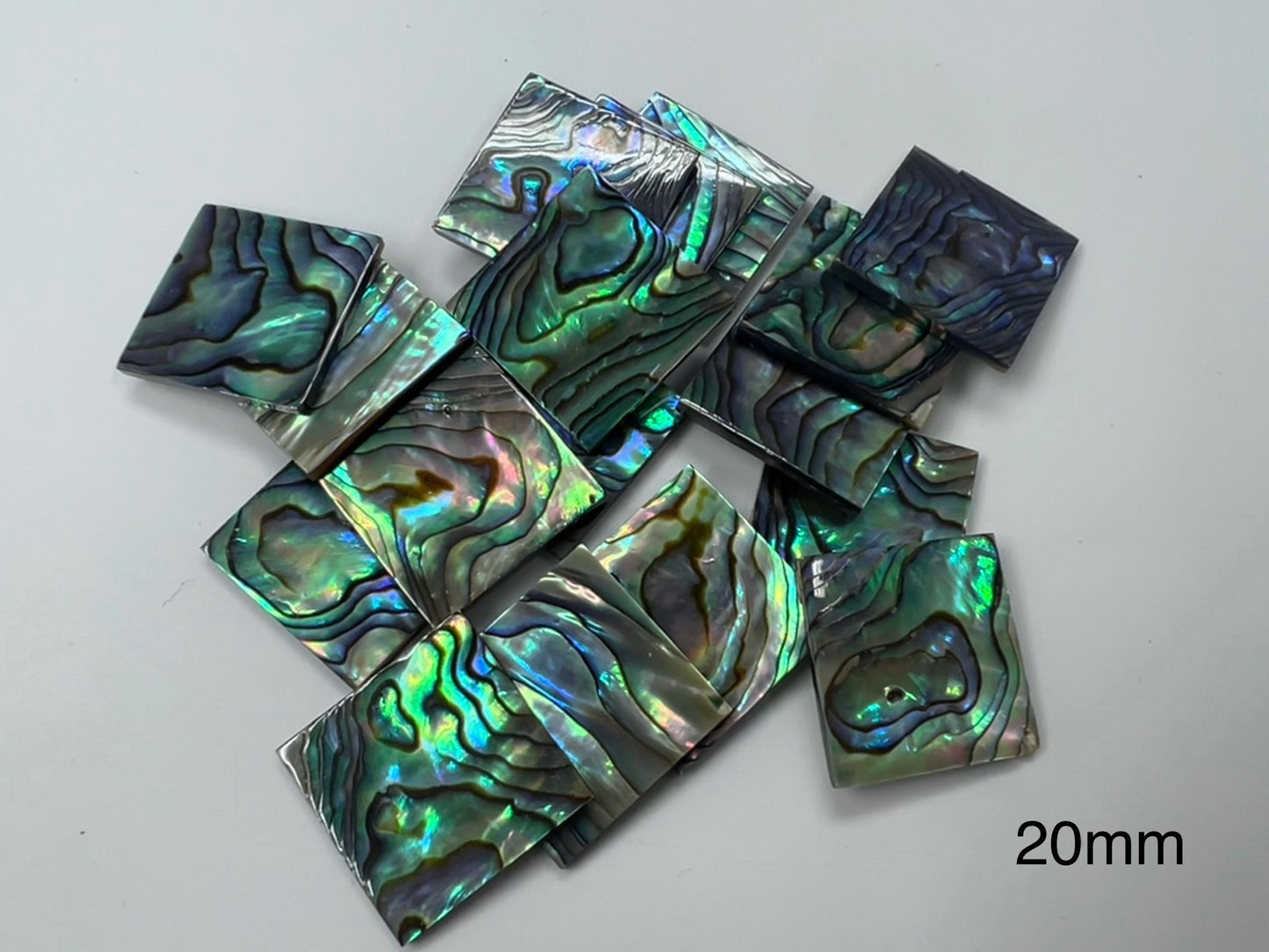 Natural Abalone Shell Square Loose Pieces 20-30mm (Two Faces)