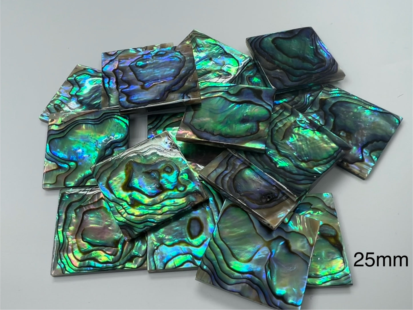 Natural Abalone Shell Square Loose Pieces 20-30mm (Two Faces)