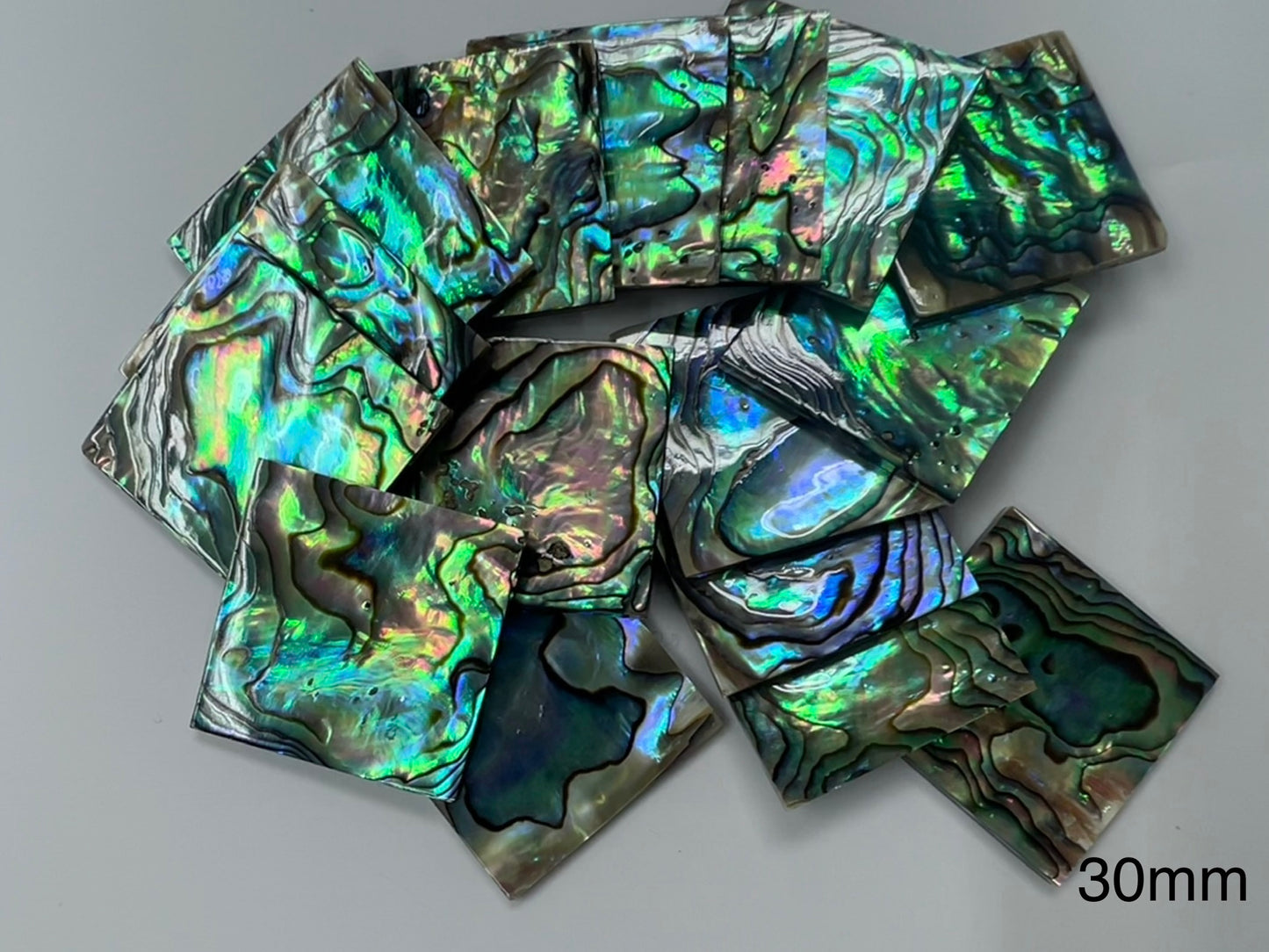 Natural Abalone Shell Square Loose Pieces 20-30mm (Two Faces)