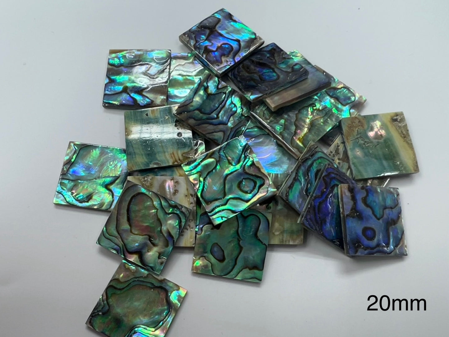 Natural Abalone Shell Square Loose Pieces 15-20mm (One Face)
