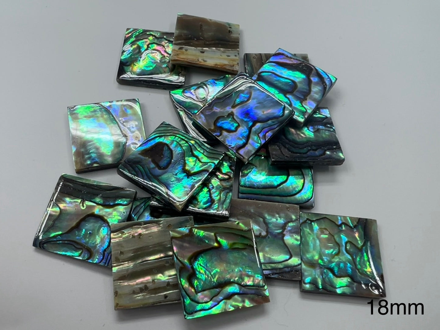 Natural Abalone Shell Square Loose Pieces 15-20mm (One Face)