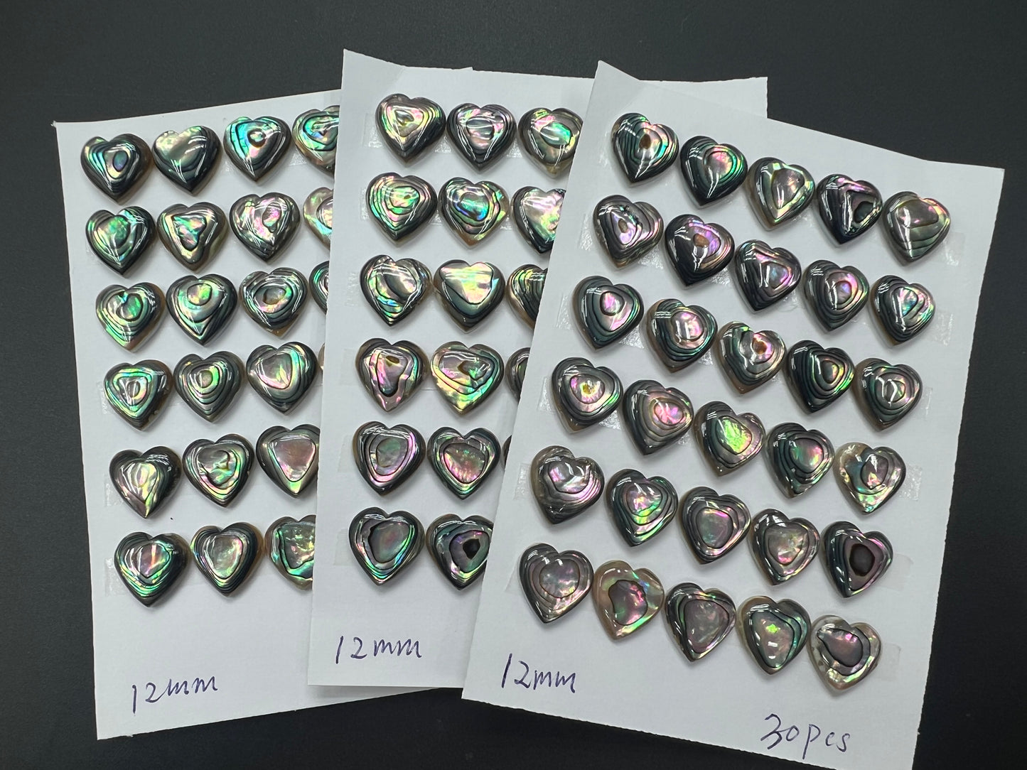 Natural Abalone Shell Heart Cab 12mm 18mm