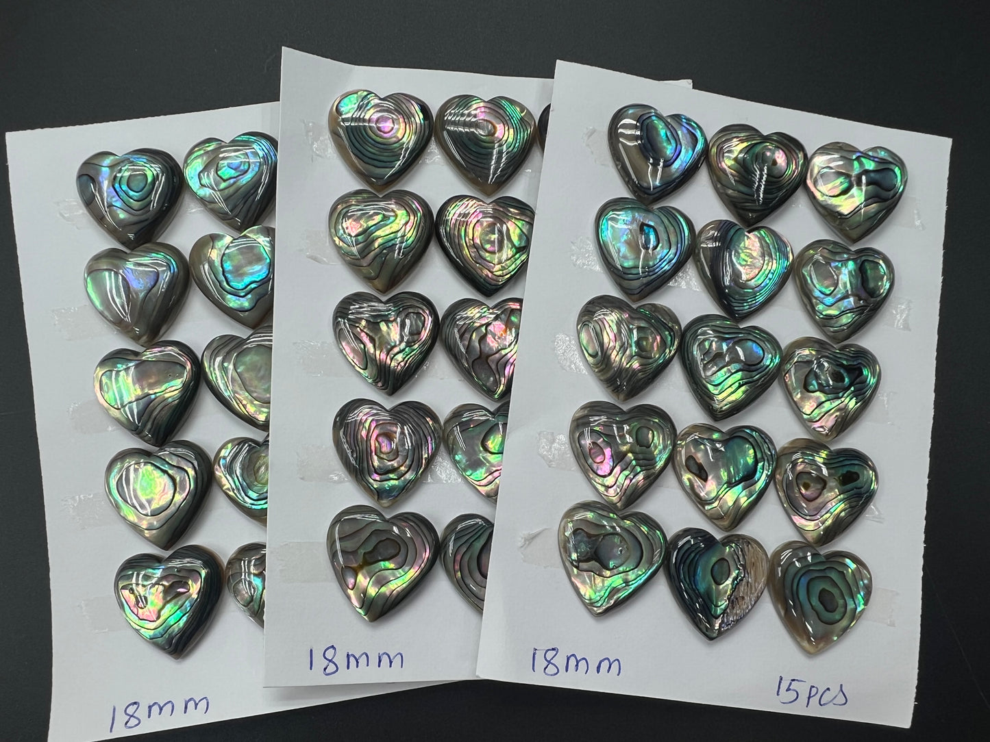Natural Abalone Shell Heart Cab 12mm 18mm