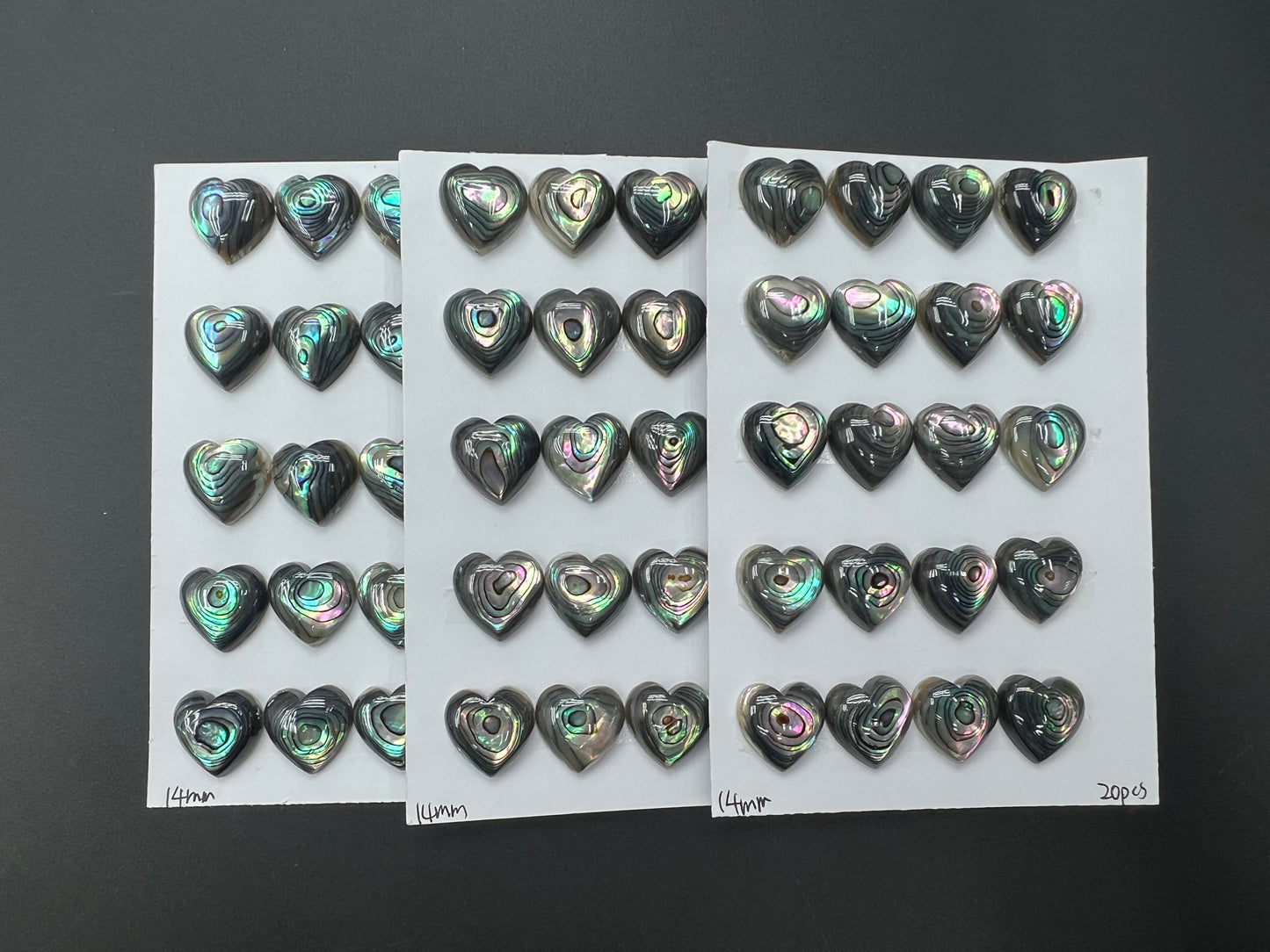 Natural Abalone Shell Heart Cab 14mm 16mm
