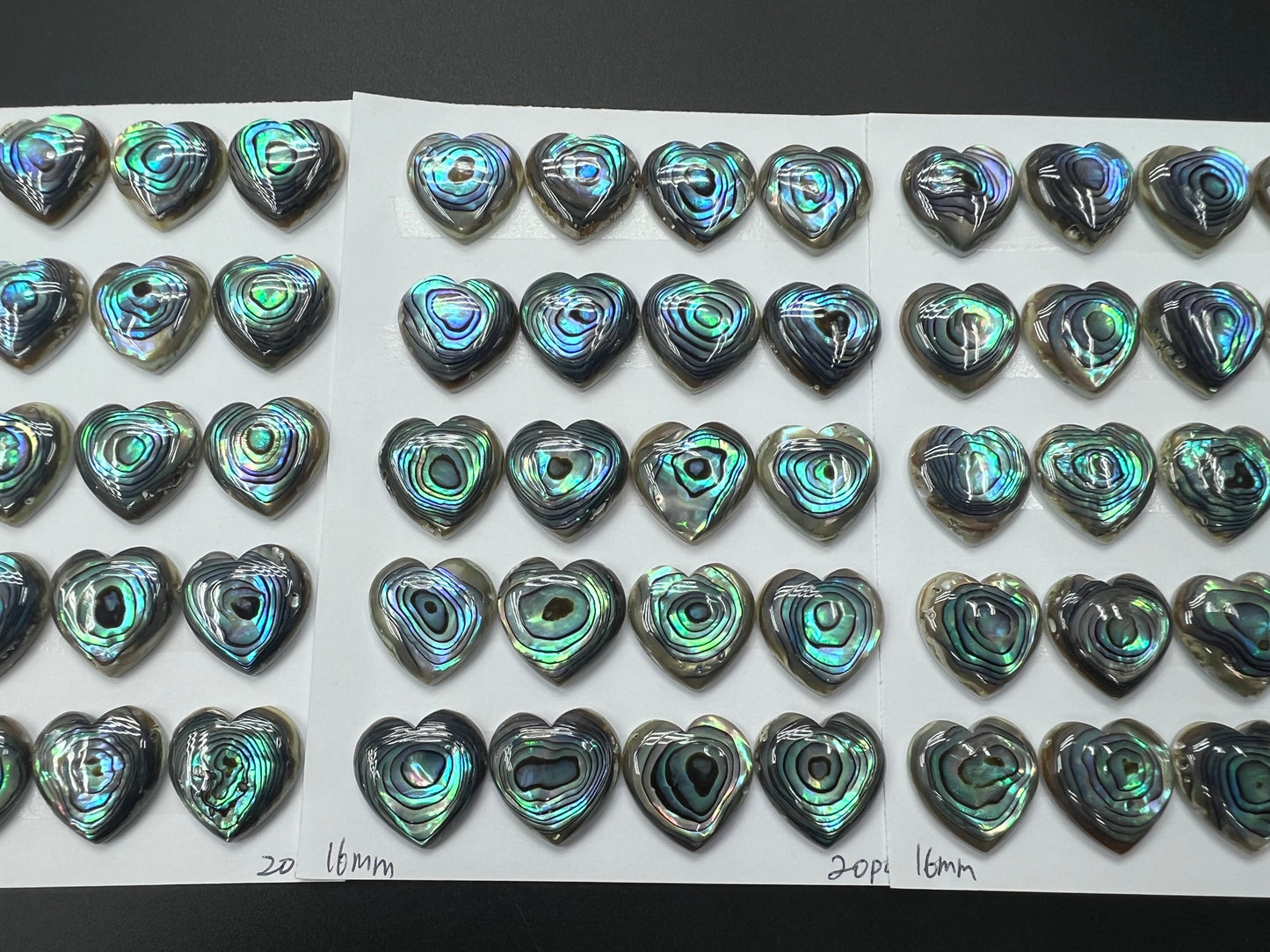 Natural Abalone Shell Heart Cab 14mm 16mm