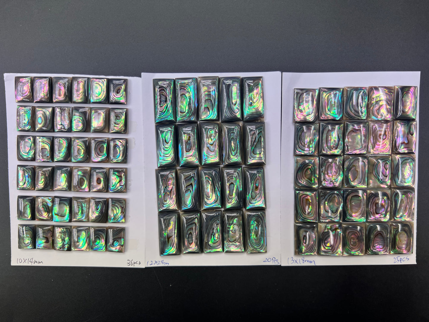 Natural Abalone Shell Rectangle Cab 10x14mm - 13x18mm