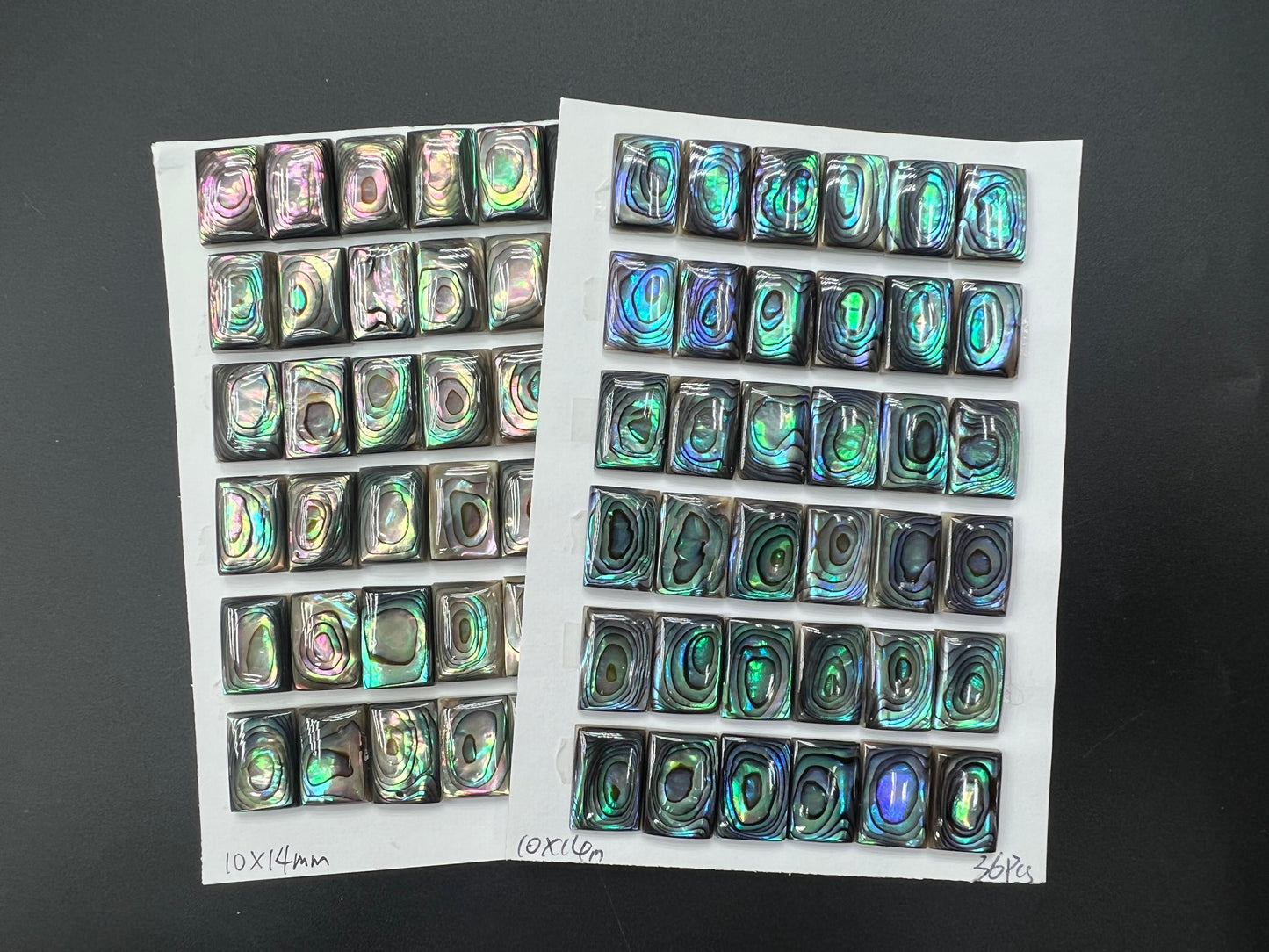 Natural Abalone Shell Rectangle Cab 10x14mm - 13x18mm