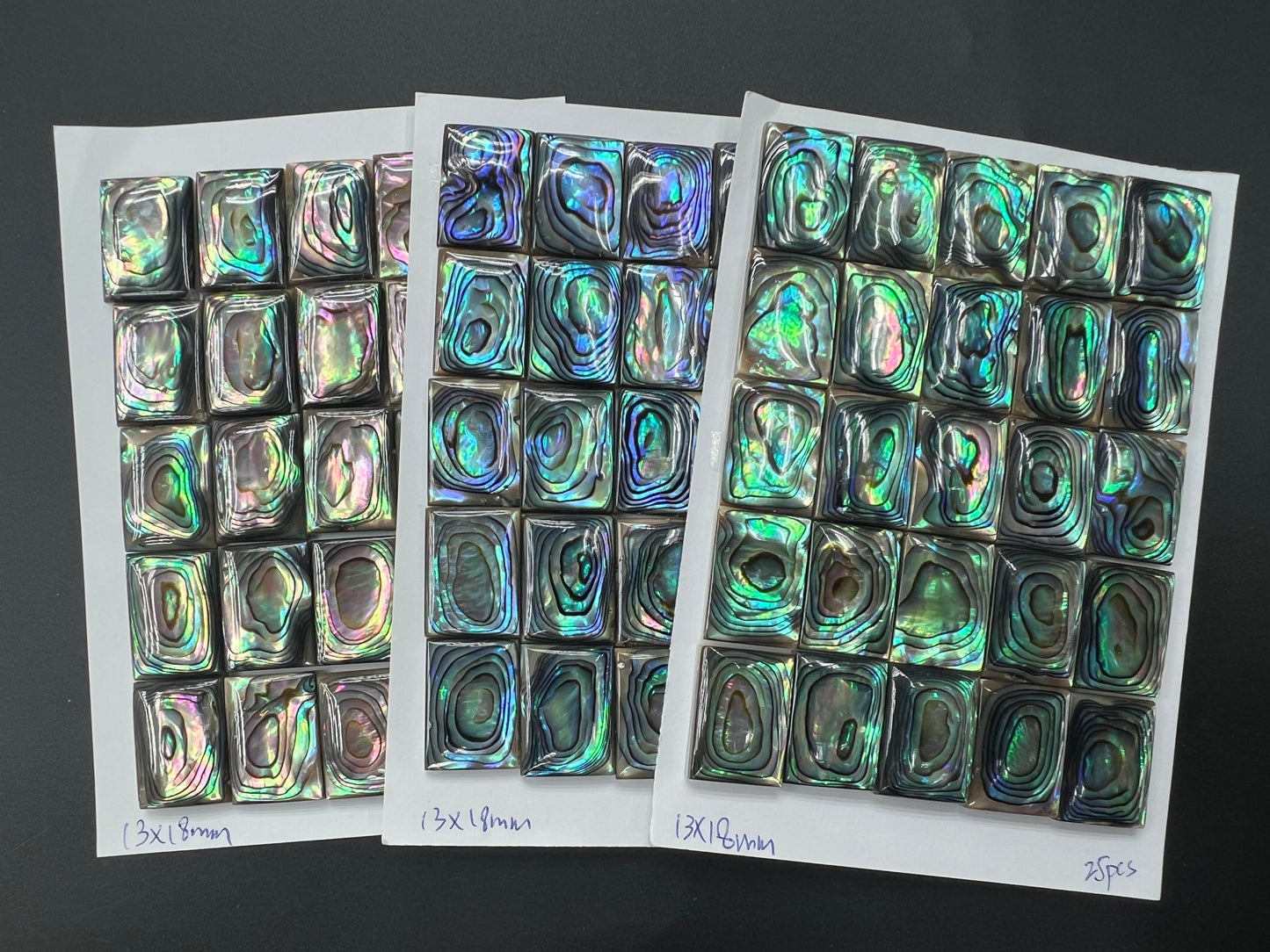 Natural Abalone Shell Rectangle Cab 10x14mm - 13x18mm