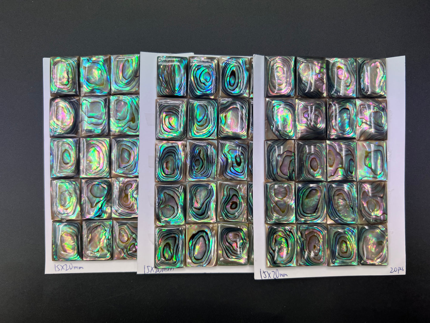 Natural Abalone Shell Rectangle Cab 15x20 - 20x30mm