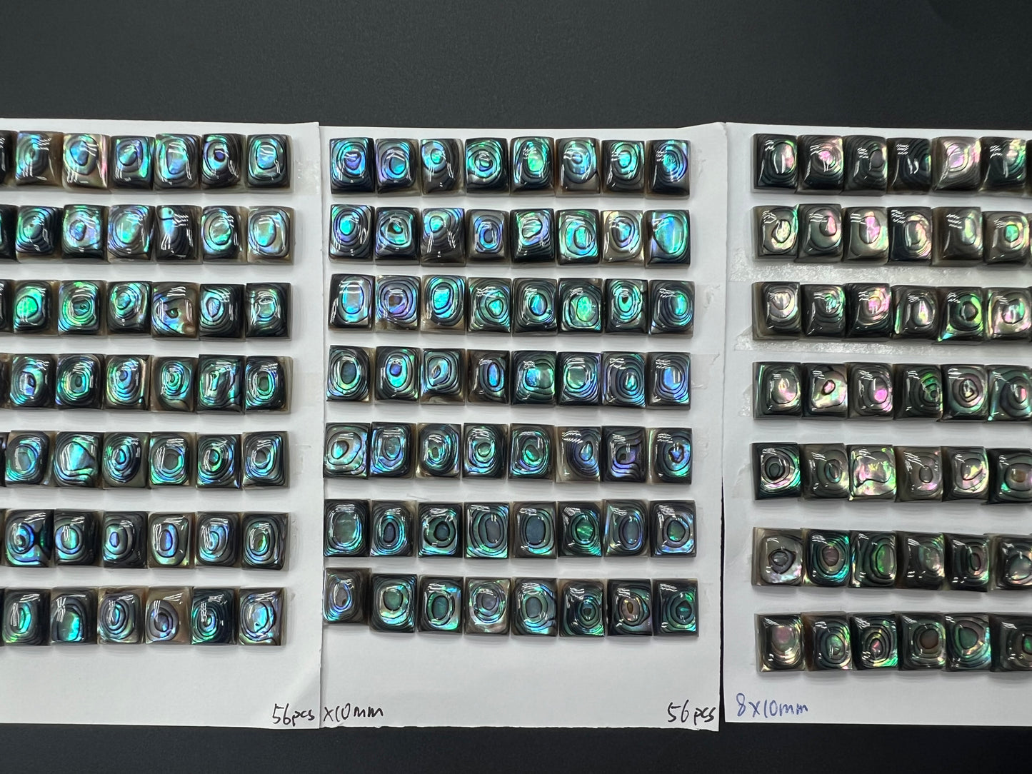 Natural Abalone Shell Rectangle Cab 7x15mm - 9x18mm