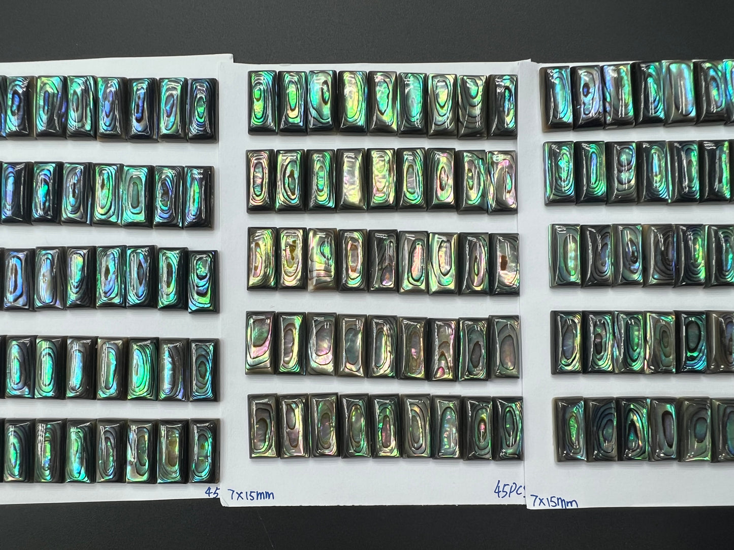 Natural Abalone Shell Rectangle Cab 7x15mm - 9x18mm