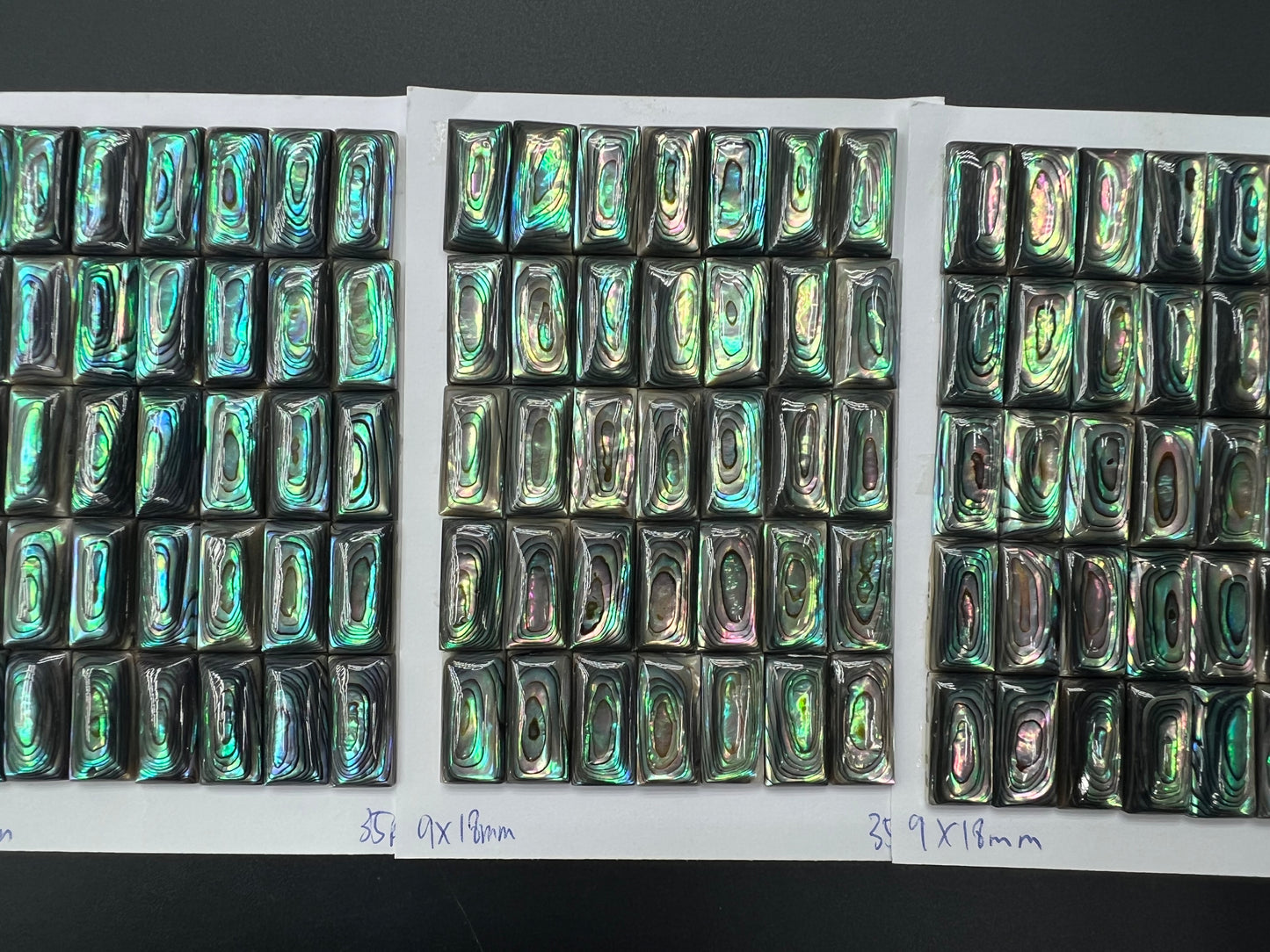 Natural Abalone Shell Rectangle Cab 7x15mm - 9x18mm