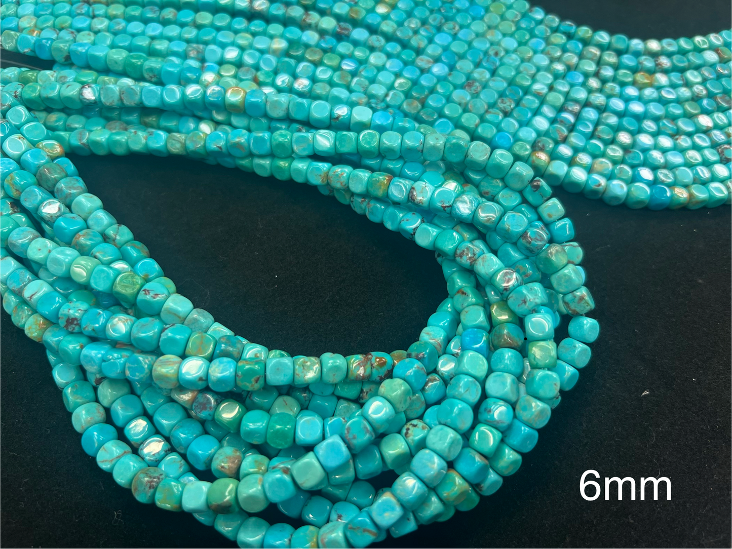 Natural Turquoise Square Cube Bead 4mm 6mm