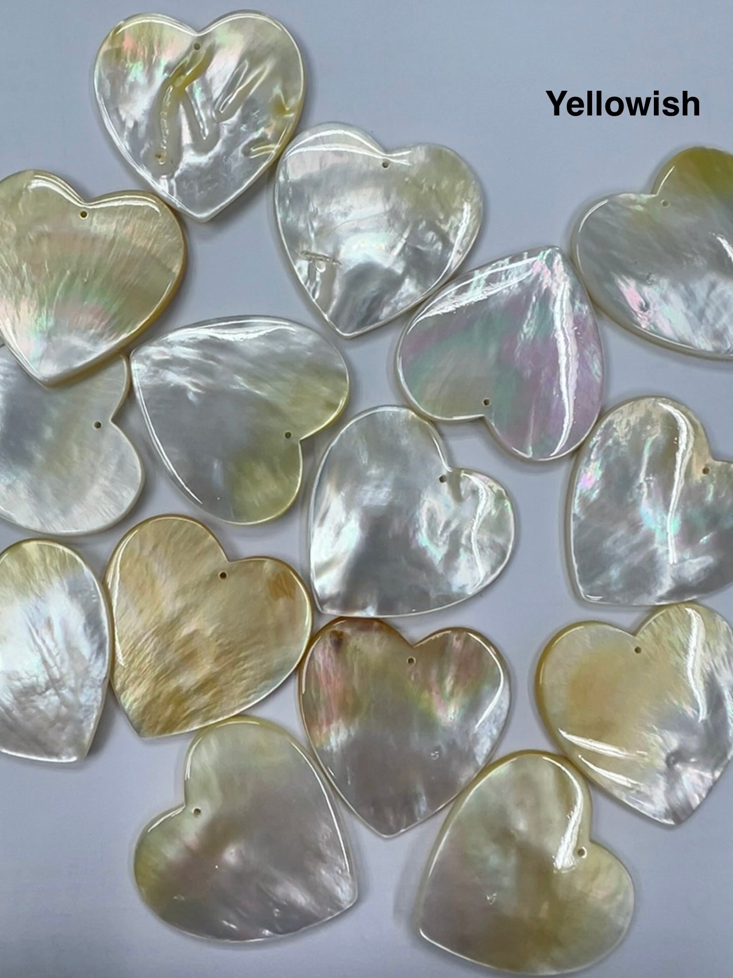 Natural White Mother Of Pearl Shell Heart Shape 25mm 35mm