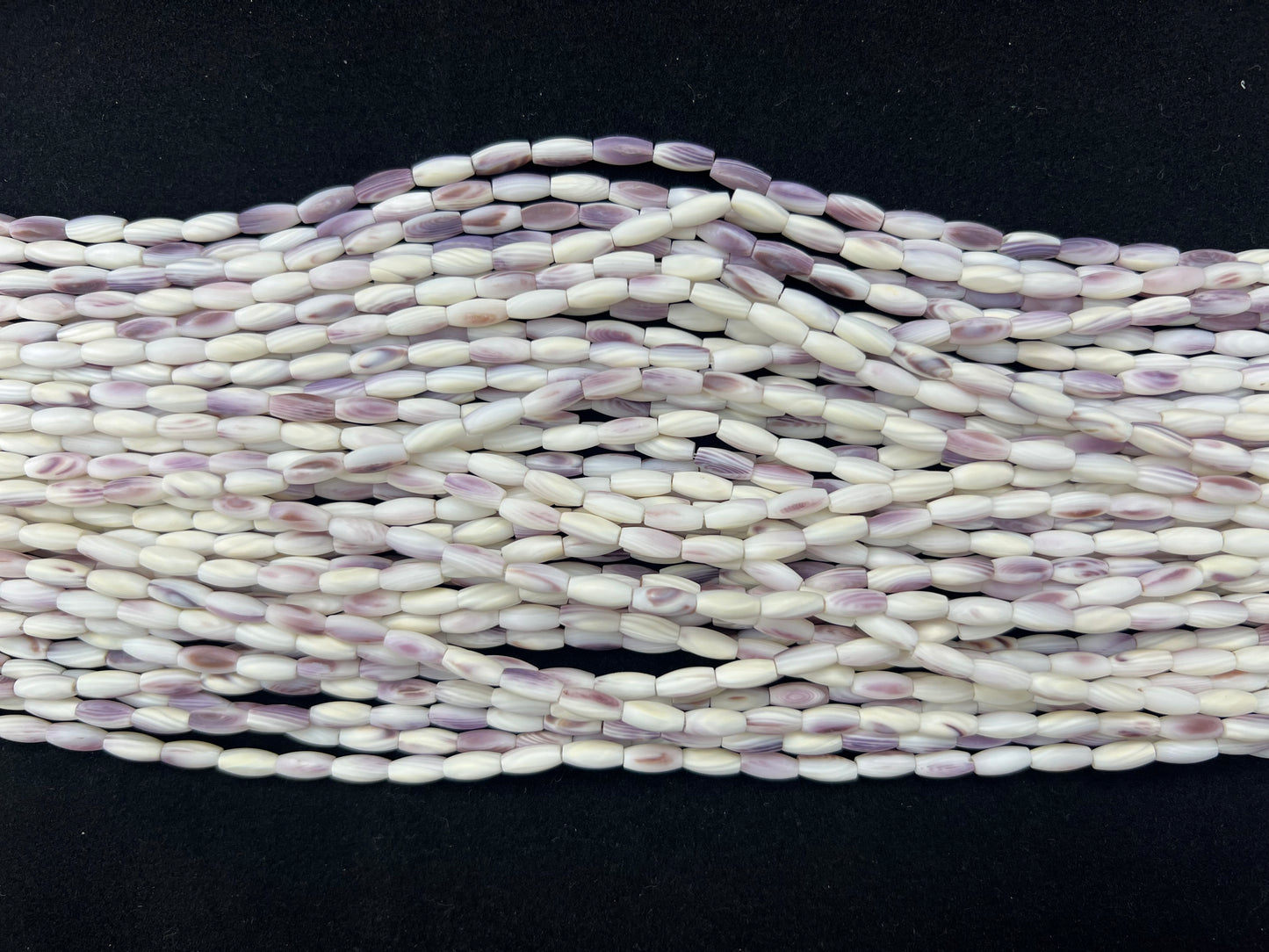 (Matt) White Wampum Olive Beads 4x9mm