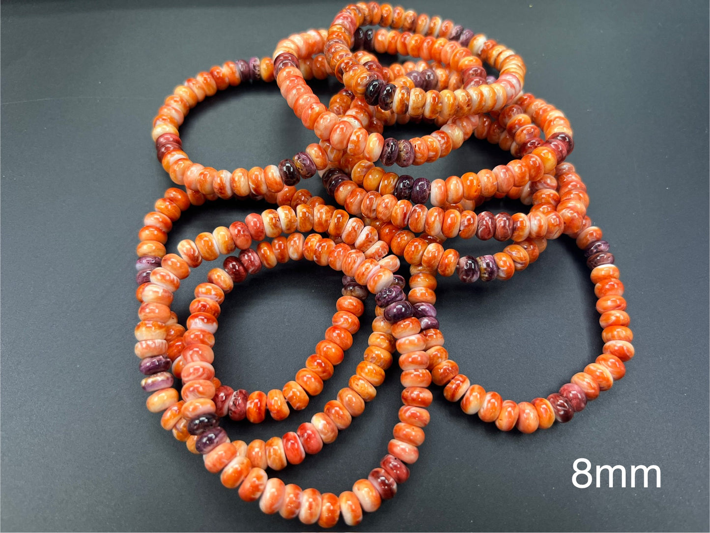 Orange Spiny Oyster Rondelle Bracelet 8-12mm (Mix Color)