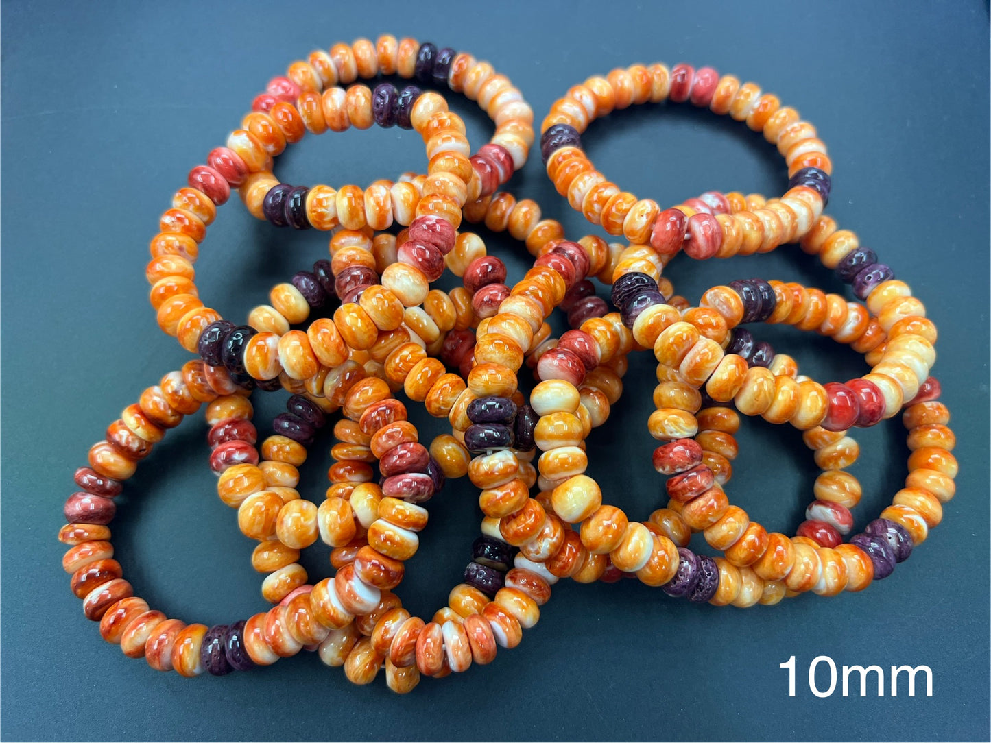 Orange Spiny Oyster Rondelle Bracelet 8-12mm (Mix Color)