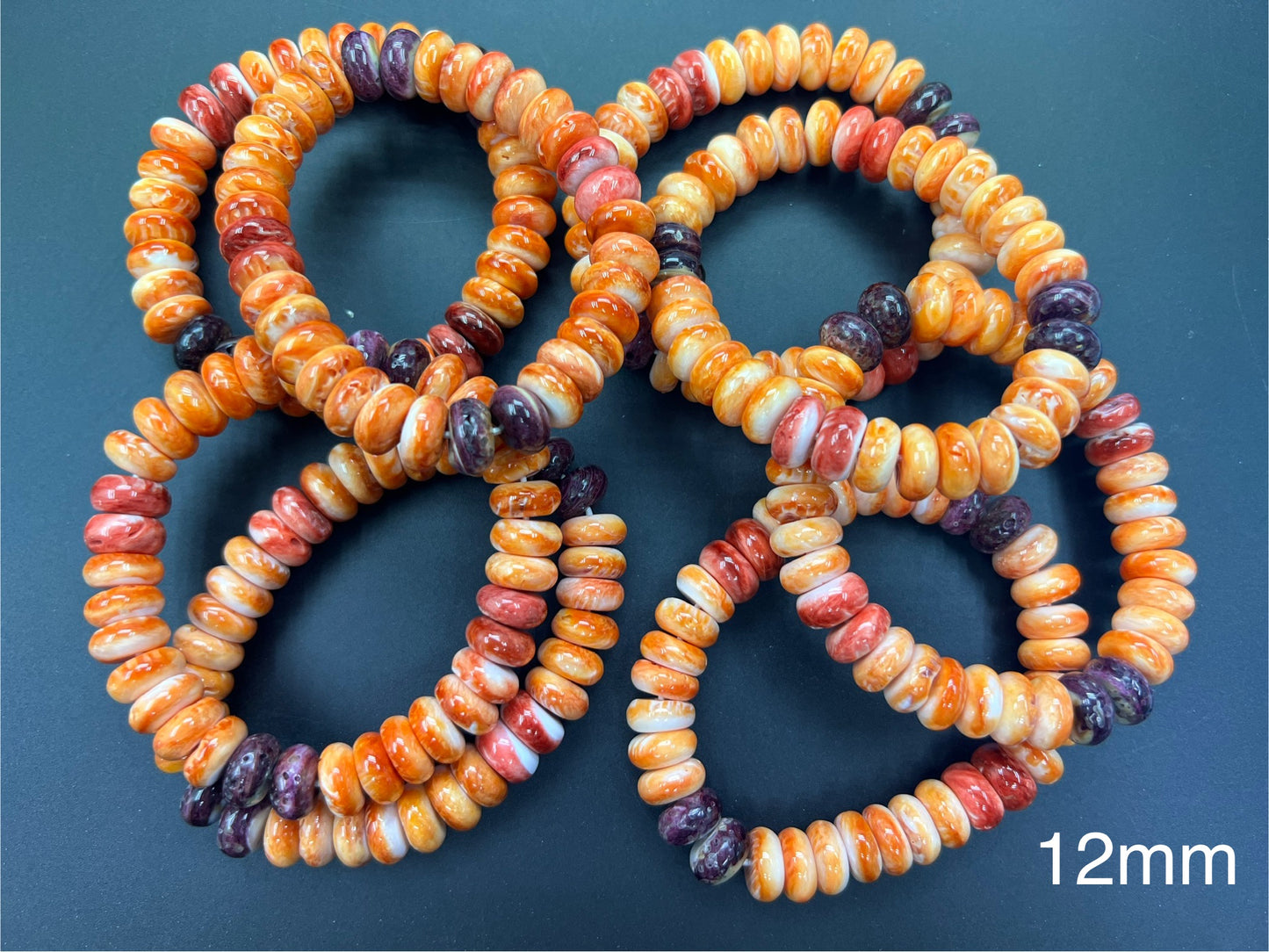 Orange Spiny Oyster Rondelle Bracelet 8-12mm (Mix Color)