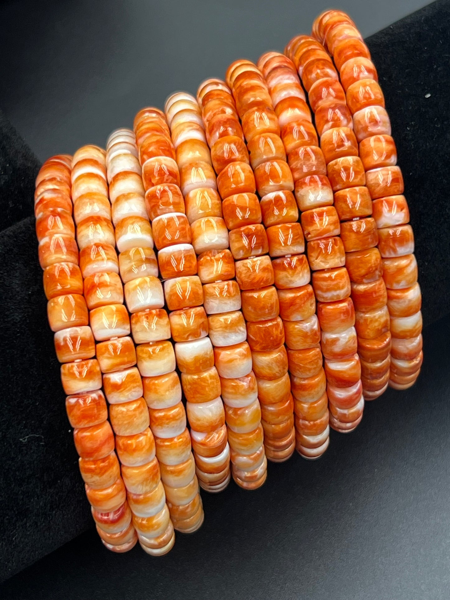 (Red/ Orange) Spiny Oyster Cylinder Bracelet 5x6mm