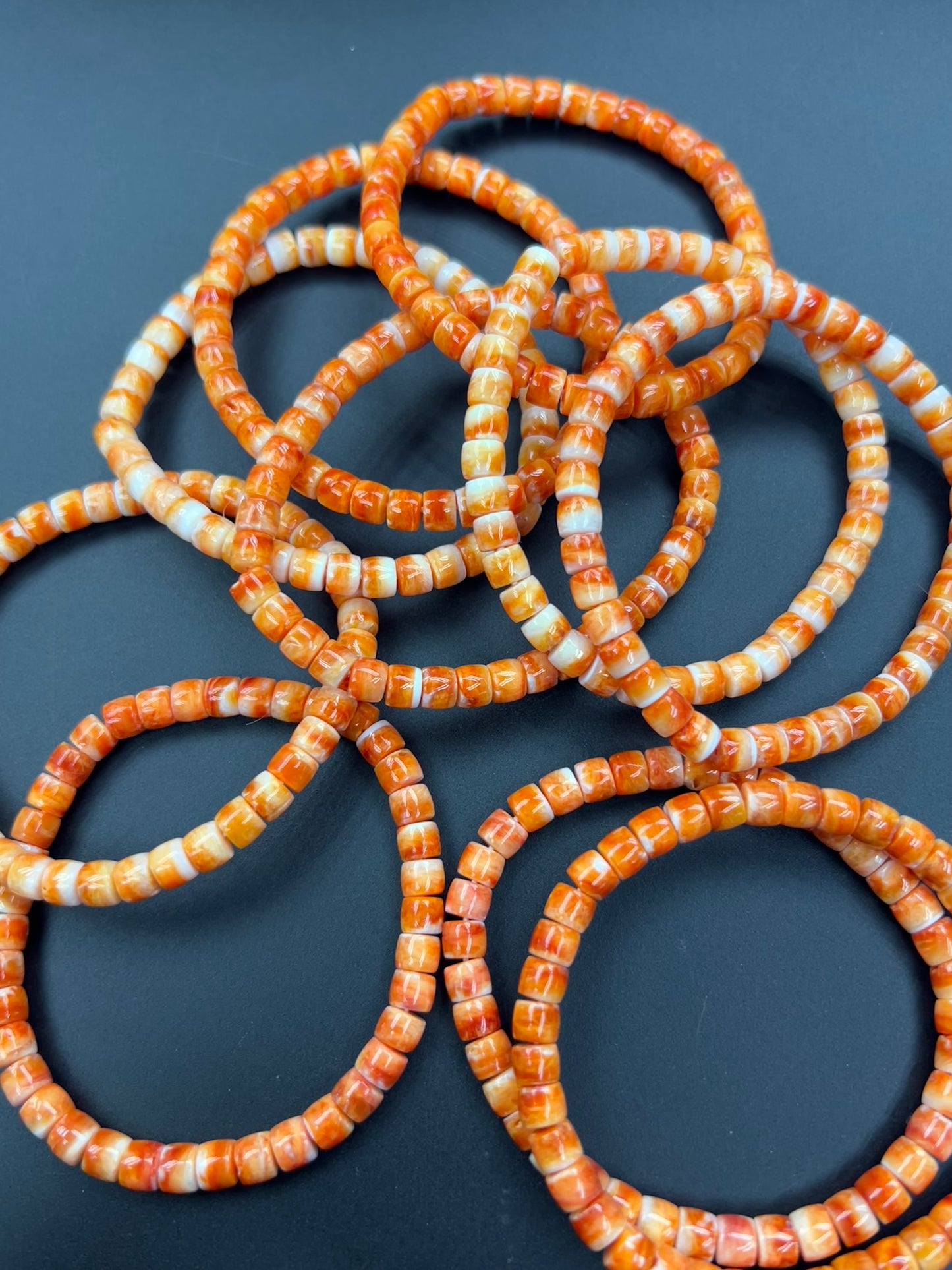 (Red/ Orange) Spiny Oyster Cylinder Bracelet 5x6mm