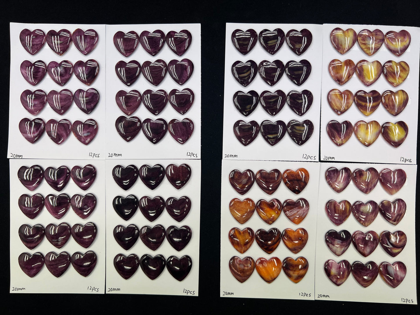 Purple Spiny Oyster Shell Heart Cab 20-30mm