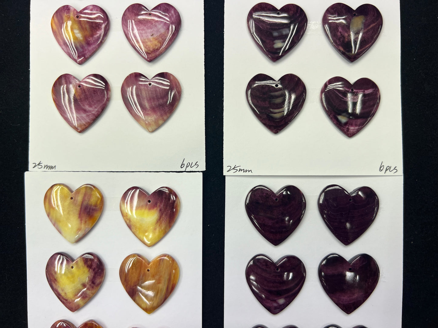 Purple Spiny Oyster Shell Heart Pendant 25mm