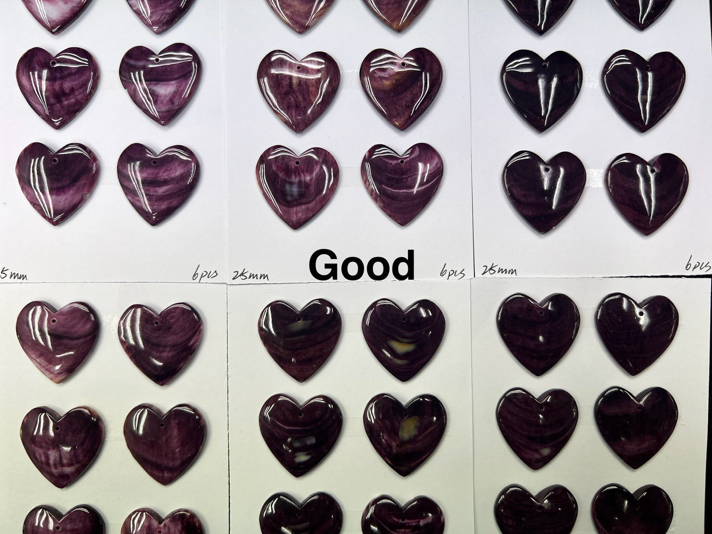 Purple Spiny Oyster Shell Heart Pendant 25mm