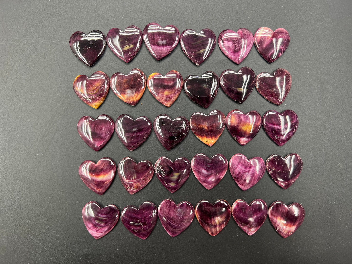 Purple Spiny Oyster Shell Heart Loose Piece 25mm
