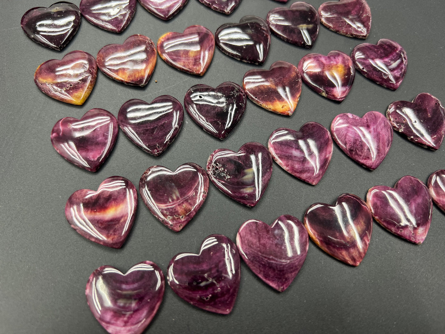 Purple Spiny Oyster Shell Heart Loose Piece 25mm