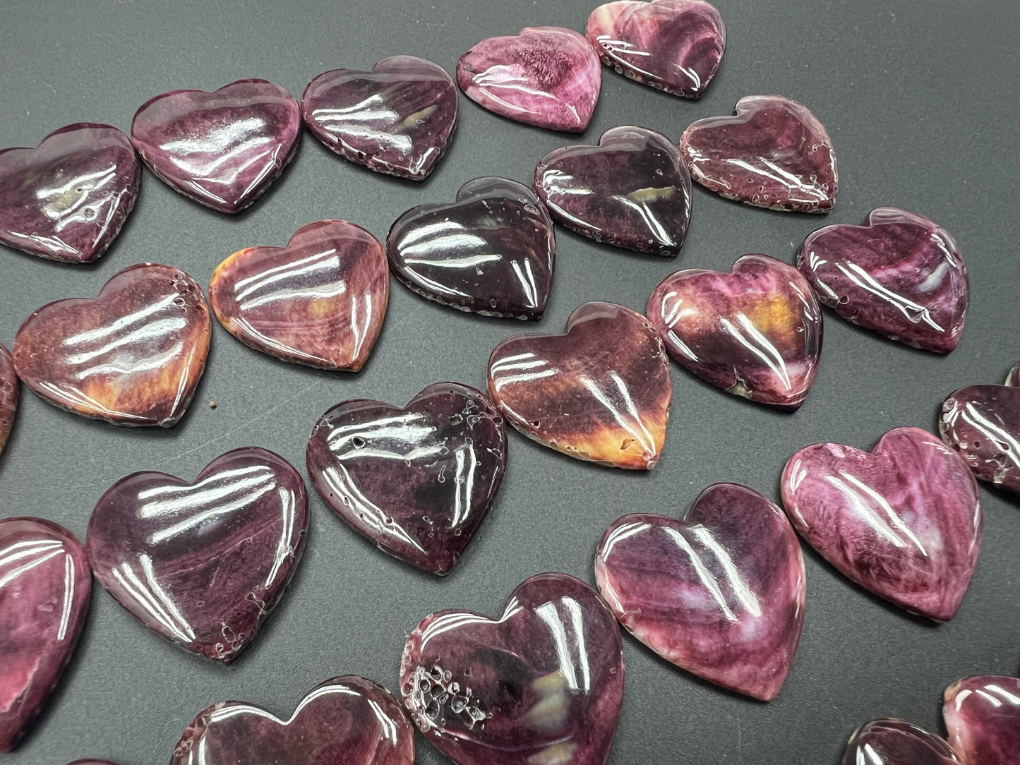 Purple Spiny Oyster Shell Heart Loose Piece 25mm