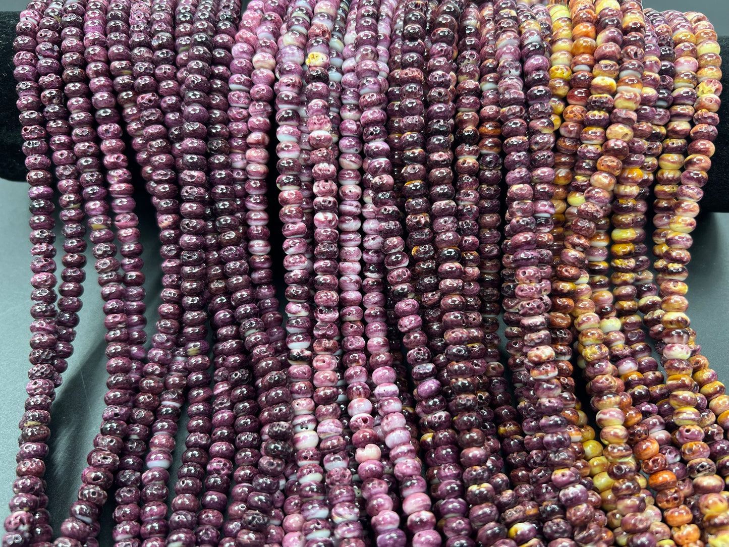 Purple Spiny Oyster Rondelle Beads 6mm