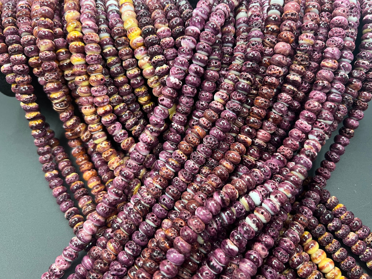 Purple Spiny Oyster Rondelle Beads 8mm